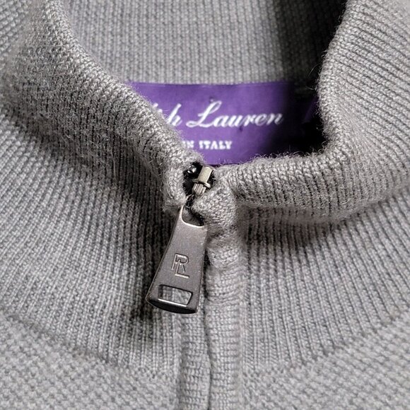Ralph Lauren Purple Label Sweater Mens Size XL Gray Wool Cashmere 1/4 Zip - Picture 2 of 11